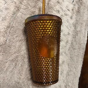 Starbucks Rainbow Iridescent Gold Studded Tumbler